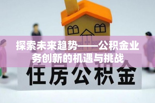 龙潭探索未来趋势——公积金业务创新的机遇与挑战