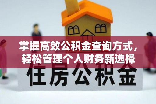 龙潭掌握高效公积金查询方式，轻松管理个人财务新选择