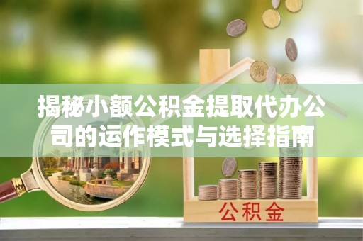 龙潭揭秘小额公积金提取代办公司的运作模式与选择指南