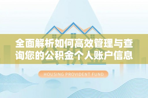 龙潭全面解析如何高效管理与查询您的公积金个人账户信息